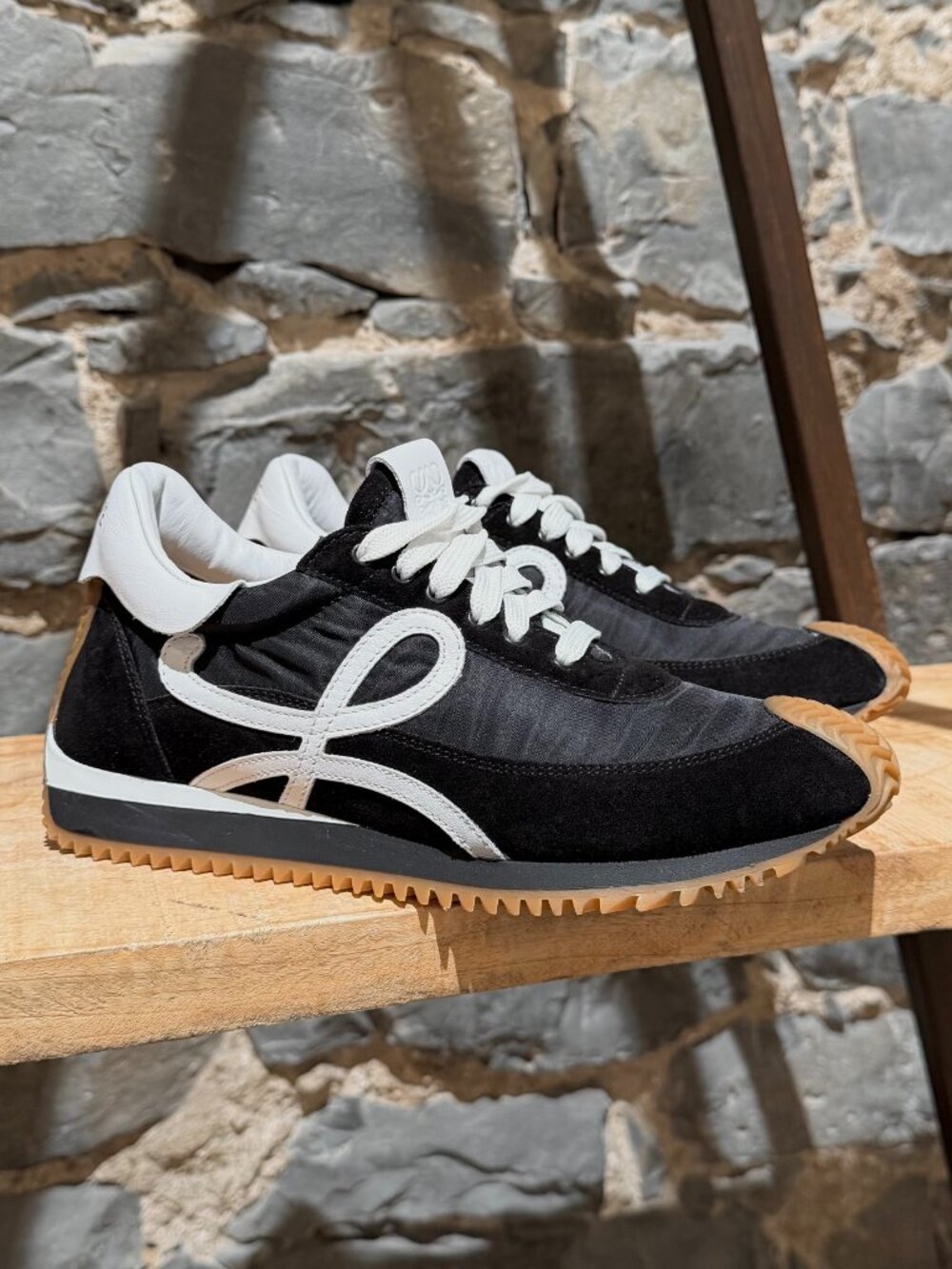 LOEWE Black Suede Nylon Flow Sneakers